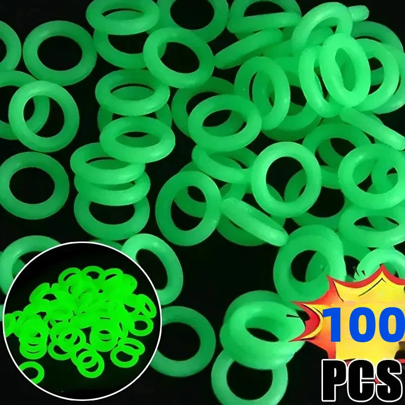 10/100 PCS Fluorescent Silicone Tent Nail Ring Luminous O-shaped Fishing Rod Rings Night Light Outdoor Camping Tents Accessories