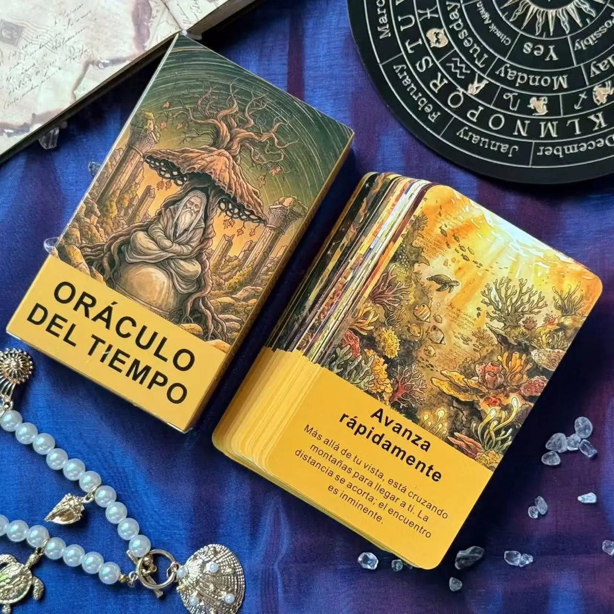 Original Spanish Oracle Cards Deck, Time Theme, 54 Cards, Self-reflection & Exploration, Card Games, Tarot Cards, 12*7cm, 14+