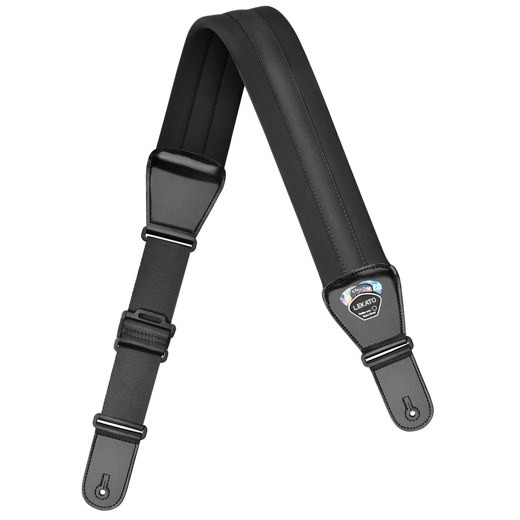 LEKATO LGS-2 Bass Guitar Strap with 6 Pick Adjustable Cowhide Acoustic Electric Bass Strap Guitar Belt Guitar parts Accessories