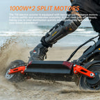 JOYOR T10 Flagship Electric Scooter 1000W Dual Motors 3600W Peak 37MPH 60V18Ah Battery 45 Miles Dual-Arm Suspension Dual Hydraulic Disc Brakes Anti-skid 10Inch OffRoad Tires High Speed Stability Aluminum Alloy Frame Foldable