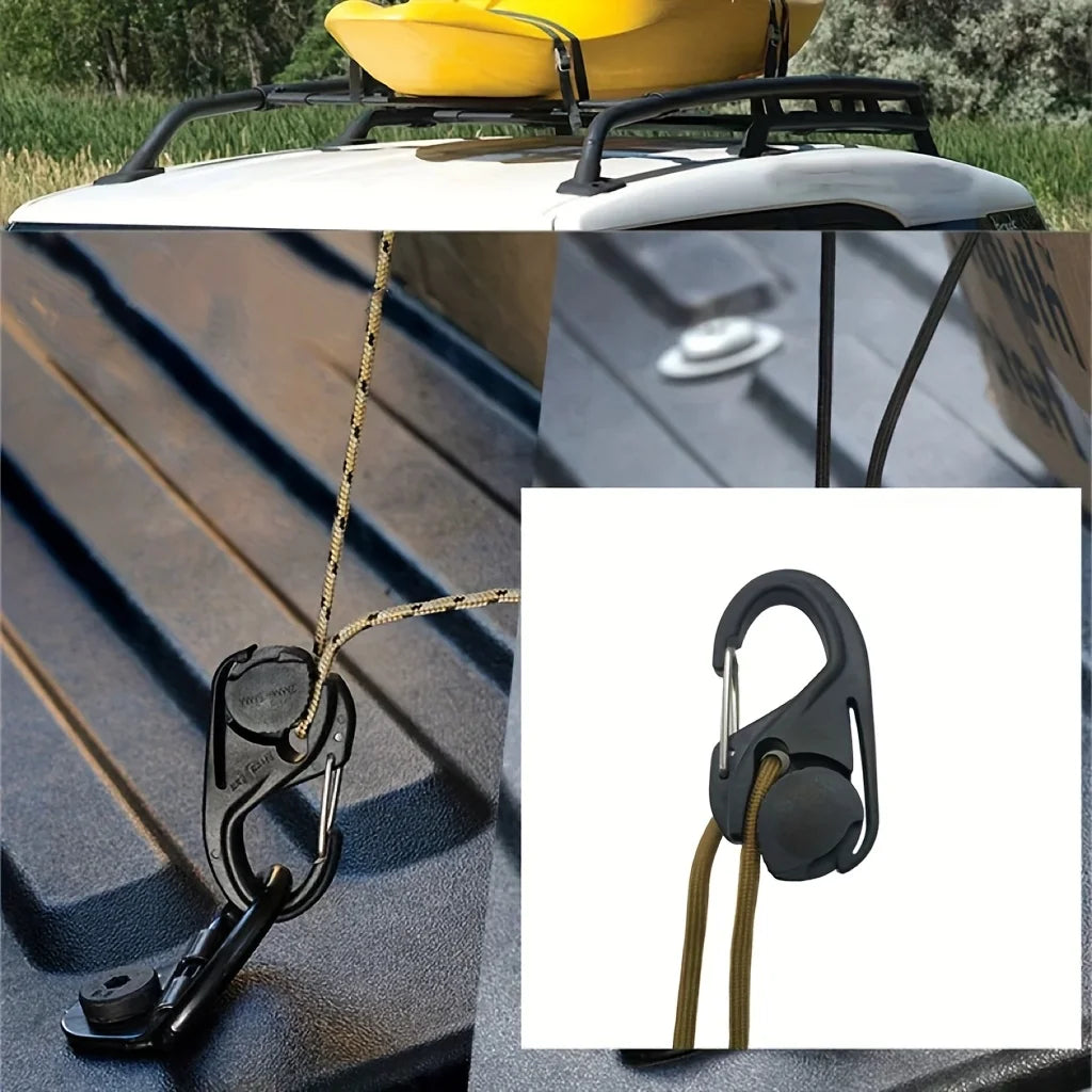 8-Piece Outdoor Automatic Tensioning Rope Clip, Adjustable Hook, Tent Fixing and Tightening Device Without Knotting Clips