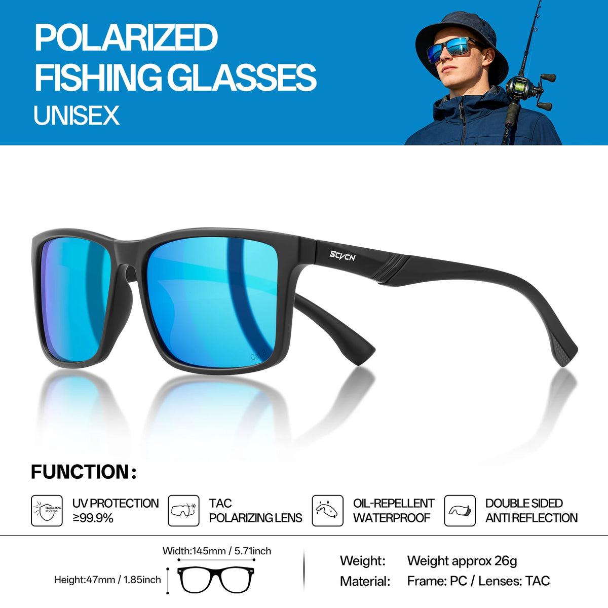 SCVCN New Outdoor Polarized Sunglasses Bike Cycling Glasses UV400 Sports Running Fishing Protection Eyewear Road Bicycle Goggles