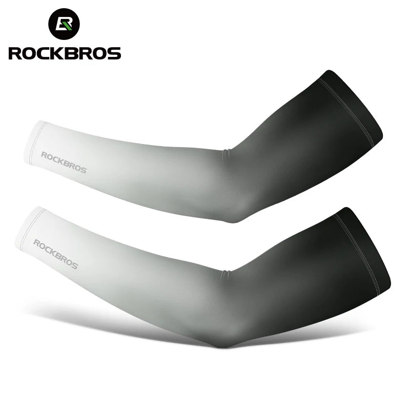 ROCKBROS Bicycle Arm Sleeves Ice Silk Sun UV Protection Sports Cycling Arm Sleeves Cover Breathable Running Fitness Arm Sleeves