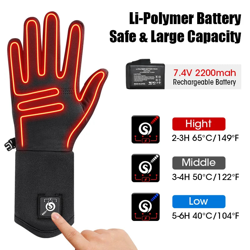 Savior Heat Electric Heated Glove Liners for Men Women Rechargeable Battery Heating Riding Ski Snowboarding  Cycling Thin Gloves