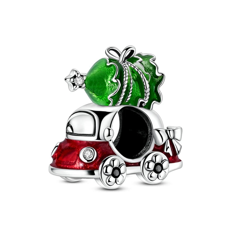 Fashion 100% 925 Silver Red Motorcycle Sports Car SUV Bus Charms Beads For Women Fit DIY Pan Bracelets Party Birthday Jewelry