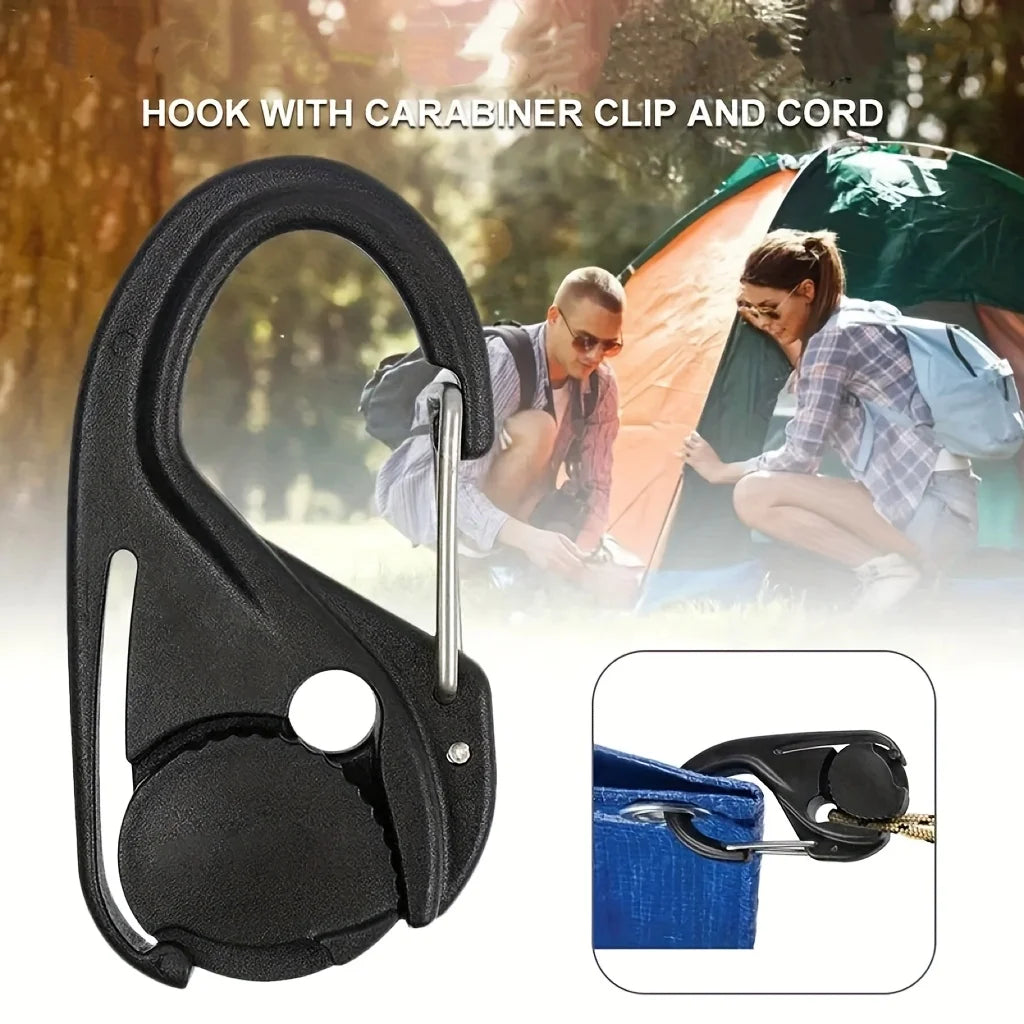 8-Piece Outdoor Automatic Tensioning Rope Clip, Adjustable Hook, Tent Fixing and Tightening Device Without Knotting Clips