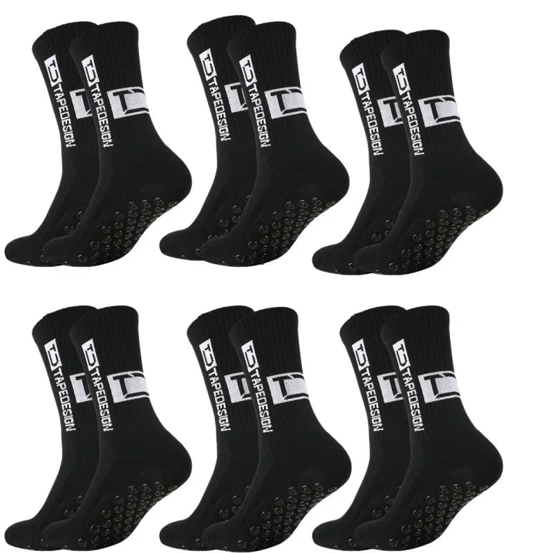 1/4/6 Pairs of Size 36-40 Children's and Women TC Mid Tube Glued Football Non Slip Socks for Sports Training and Competition