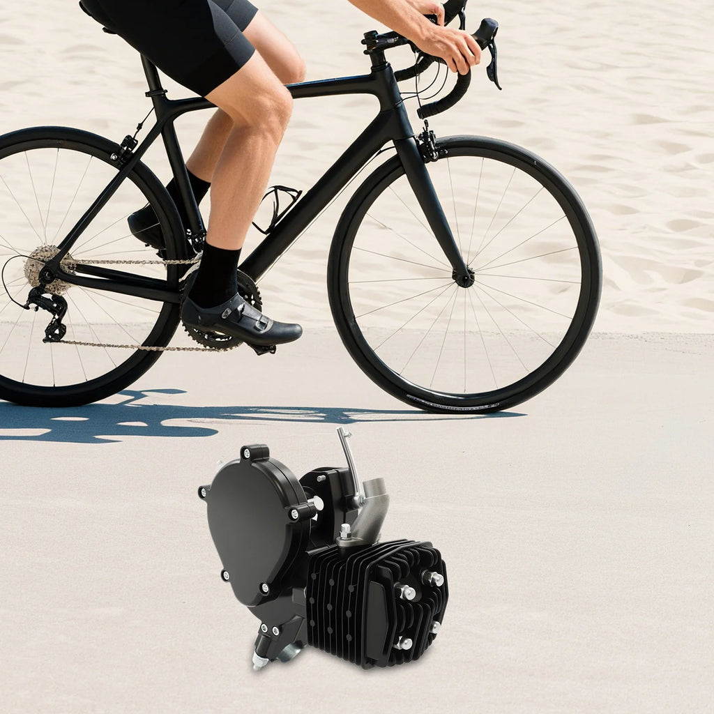 2 Stroke Engine Bicycle Motor Kit 80CC Black Single Cylinder 1.65HP 1.85kW 5500RPM Gas Powered Engine for Bike Motorized Conversion Powerful Fast Riding Save Time Effort Scooter Accessories