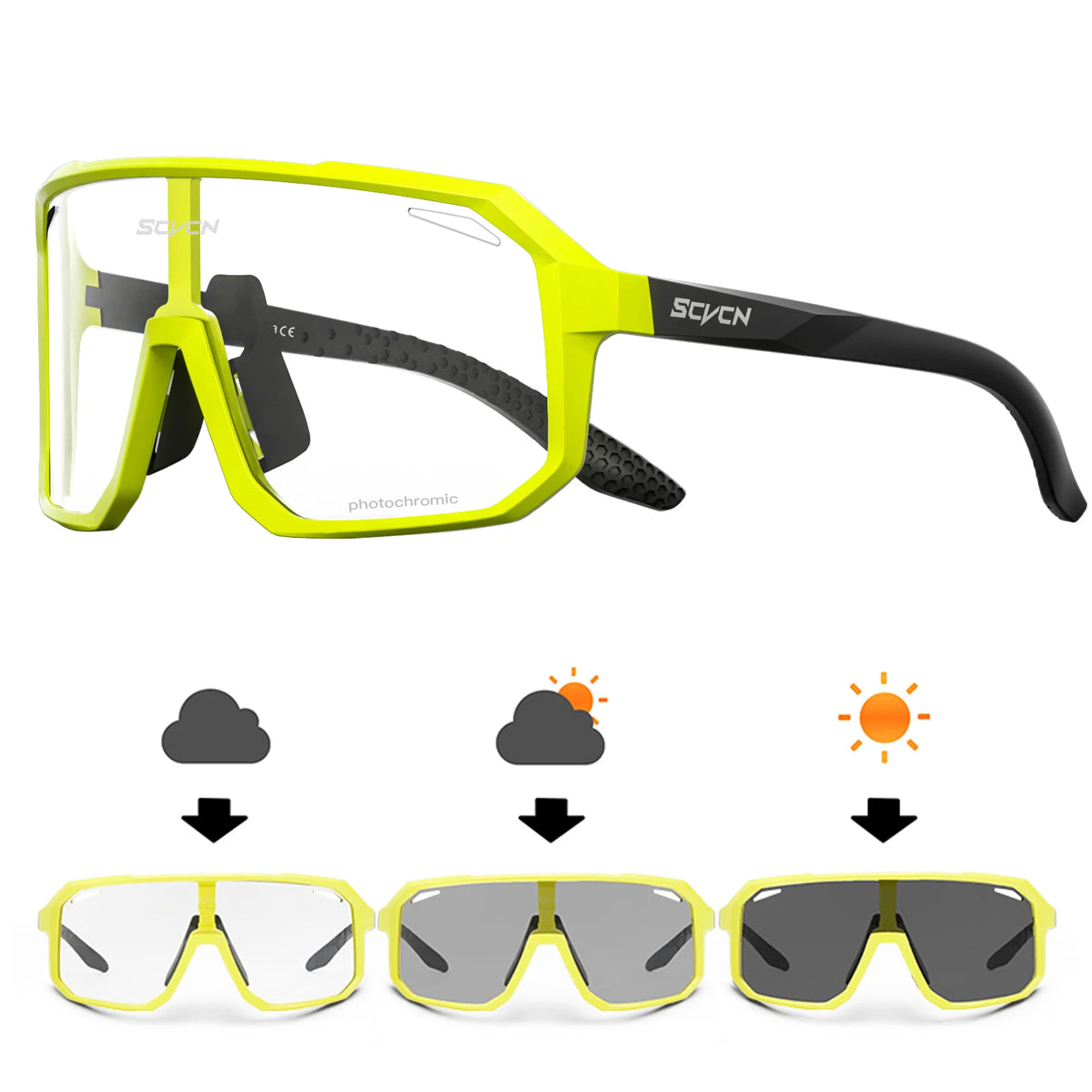 SCVCN Photochromic Cycling Glasses Cycling Sunglasses Bicycle Eyewear Sports MTB Outdoor UV400 Bike Goggles Sunglasses Eyepieces