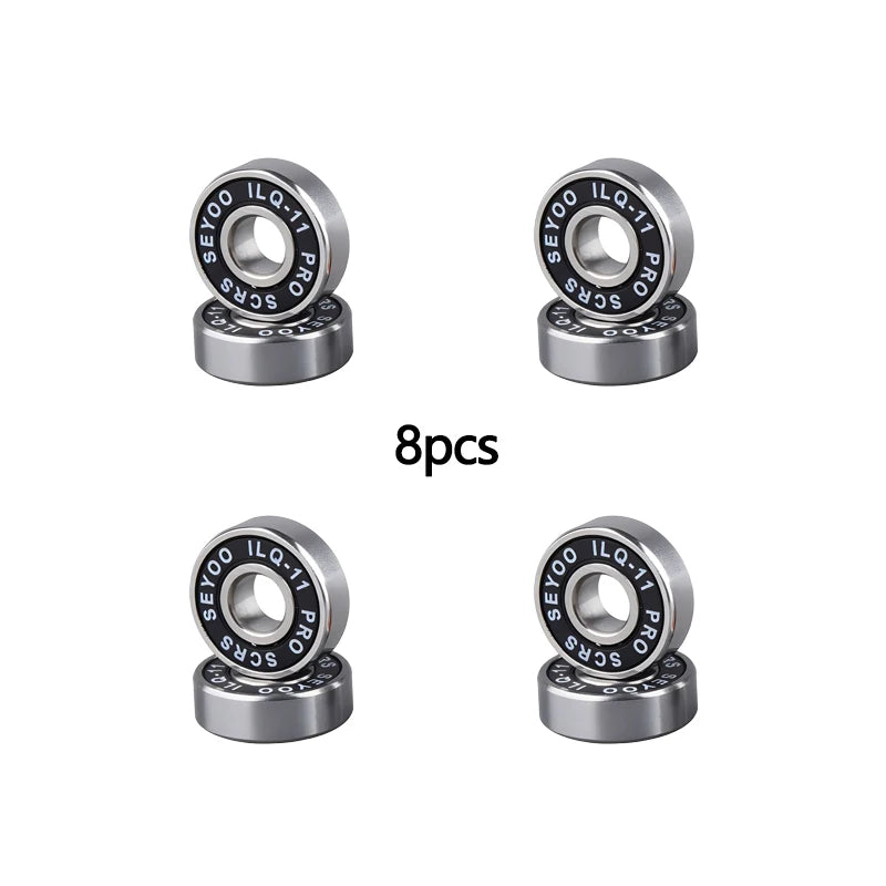 8pcs Bearings ILQ-11 High-Speed Bearings Are Suitable for Skateboard Long Board Inline Roller Skates and Ice Skates with Low Noi