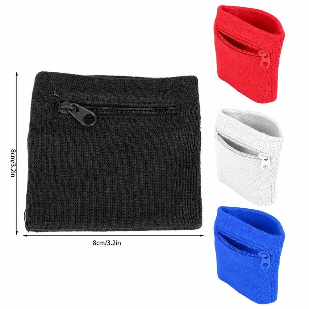 Unisex Wristband Coin Key Storage Zipper Pocket Sports Wrist Wallet Fitness Running Basketball Wrist Sheath Wrist Brace