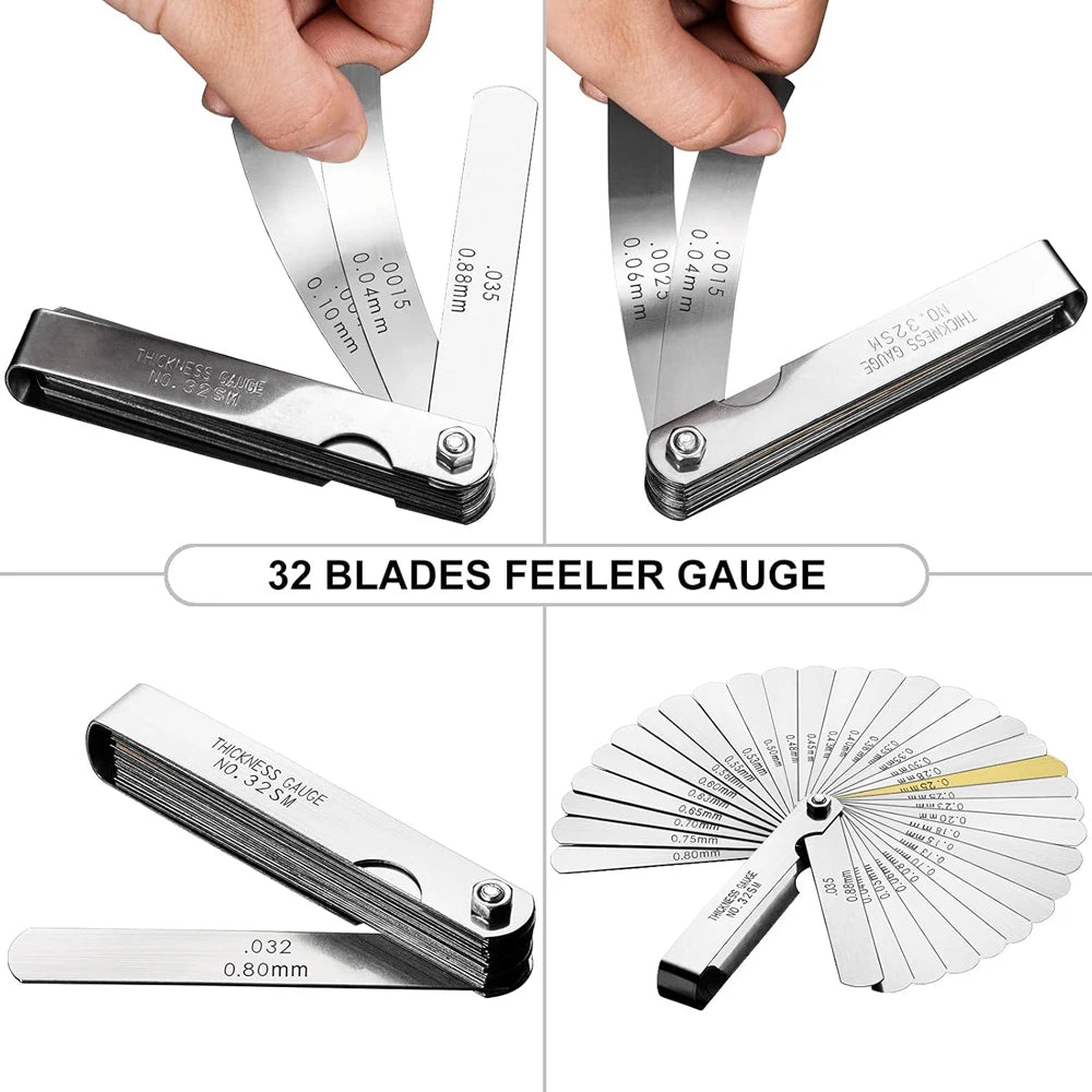 New Feeler Gauge Set 32 Blades Guitar Neck Relief String Luthier Tool Guage For Guitar Setup Nut Slot Making Tools Instruments