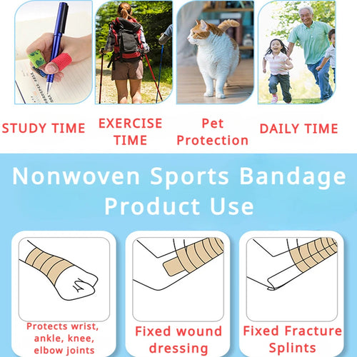10 Rolls Athletic Wrap Tape Self Adhesive Elastic Bandage Elastoplast Sports Protector Knee Finger Shoulder Tattoo Accessories