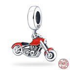 Fashion 100% 925 Silver Red Motorcycle Sports Car SUV Bus Charms Beads For Women Fit DIY Pan Bracelets Party Birthday Jewelry