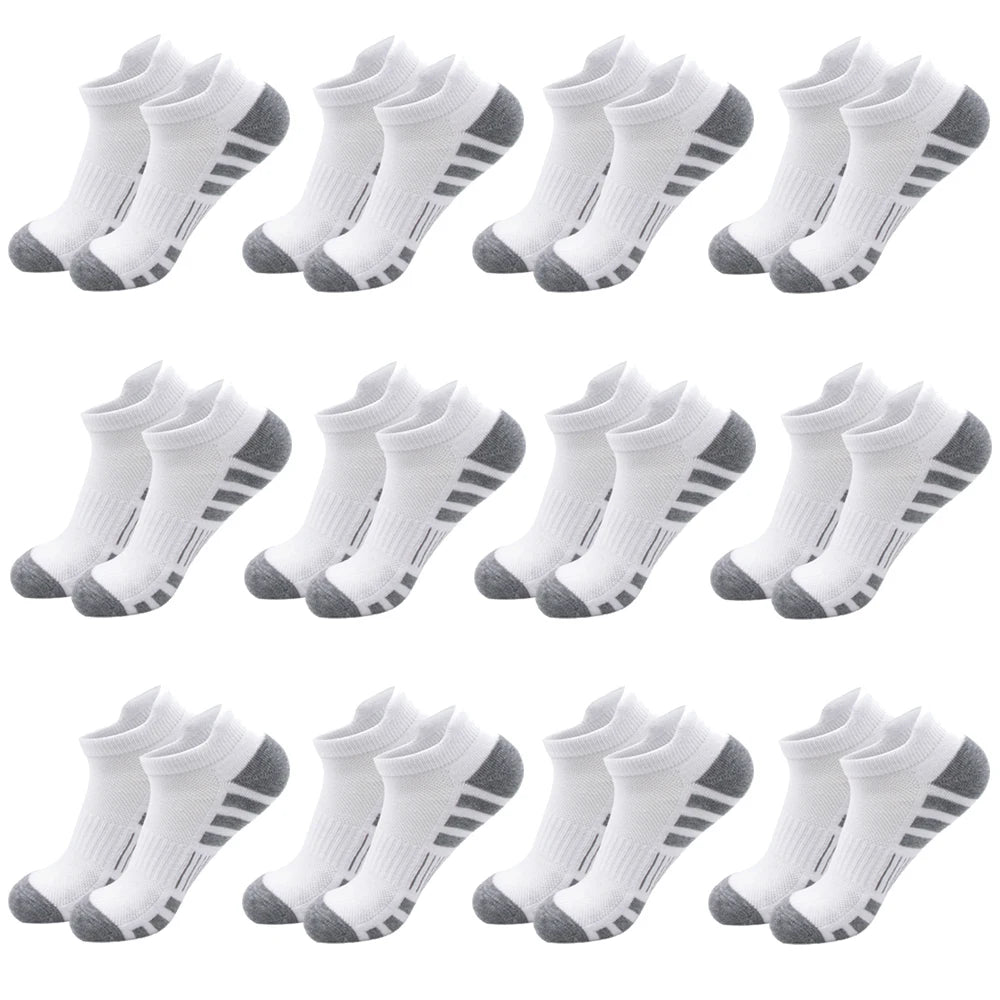 12/24Pairs Ankle Athletic Running Socks Cushioned Breathable Low Cut Sports Tab Socks For Men And Women