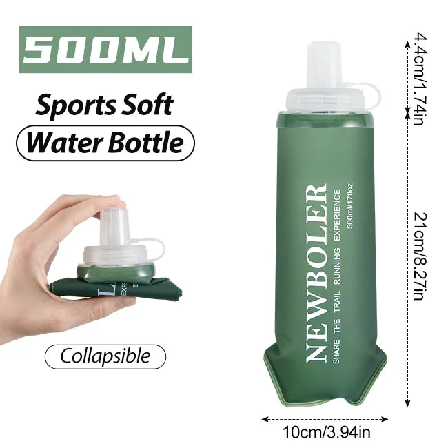 NEWBOLER TPU Outdoor Sport Folding Soft Flask Drink Portable Water Bottle for Running Camping Hiking Bicycle Fitness Water Bag