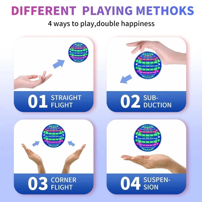 LED Flying UFO Ball, Automatic Spinning Floating Magic Ball, Interactive Sports Toy Gift for Kids