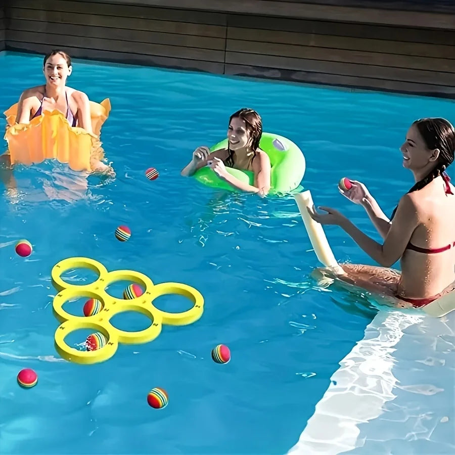 Swimming Pool Toss Game Set, Family Water Sports Floating Pool Toys, Throwing Game Water Game Mat