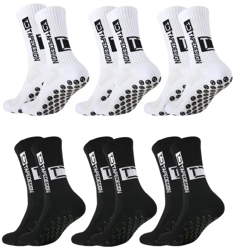 1/4/6 Pairs of Size 36-40 Children's and Women TC Mid Tube Glued Football Non Slip Socks for Sports Training and Competition
