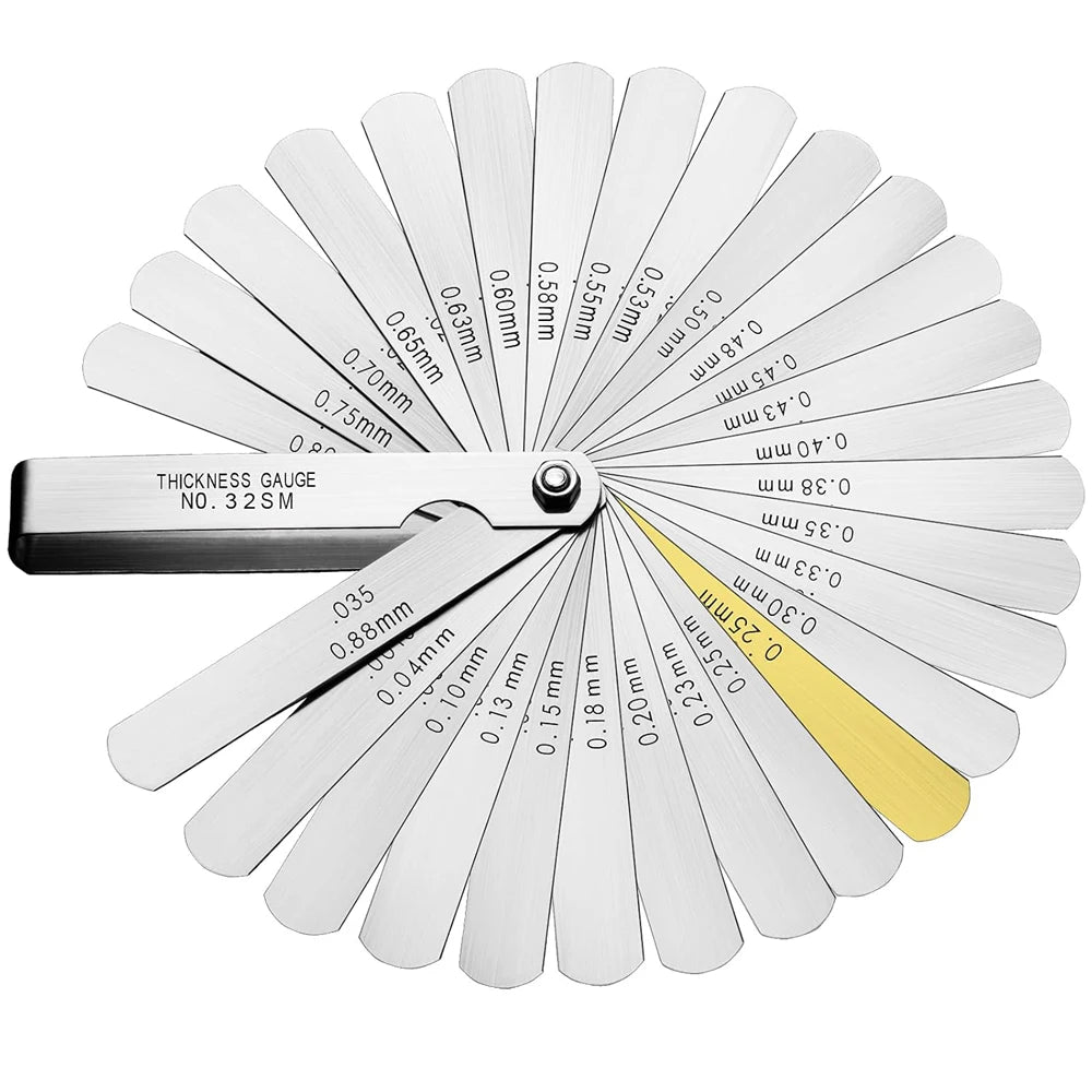 New Feeler Gauge Set 32 Blades Guitar Neck Relief String Luthier Tool Guage For Guitar Setup Nut Slot Making Tools Instruments