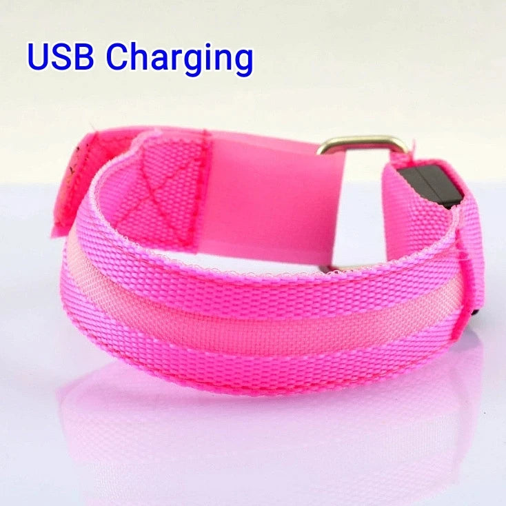 Outdoor Night Running Armband USB Rechargeable LED Light Sports Safety Belt Arm Leg Warning Wristband Cycling Bike Bicycle Light