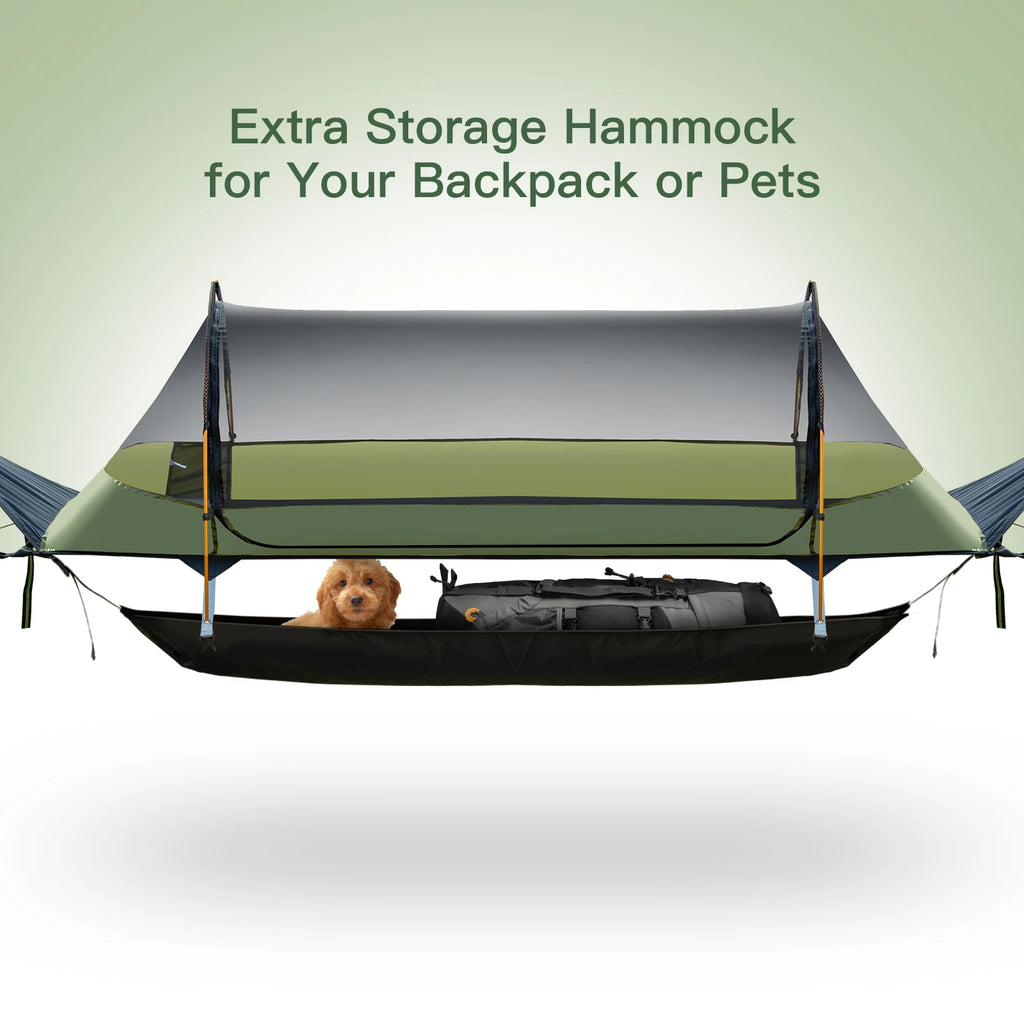 Night Cat Flat Lay Hammock Tent with Mosquito Net Waterproof Rainfly Storage Room