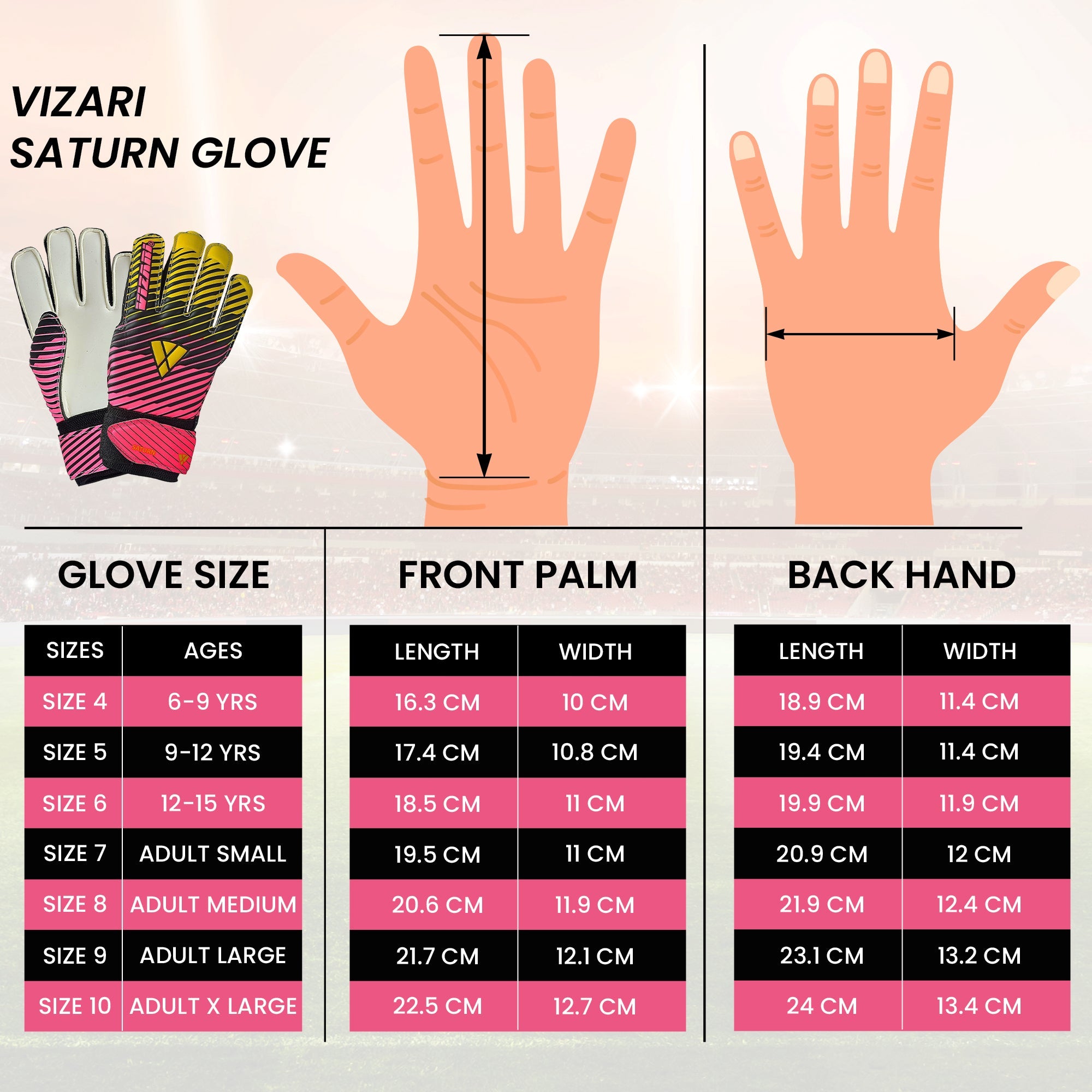 Vizari Saturn F.P. Goalkeeper Gloves W/ Finger Support – Green/Orange