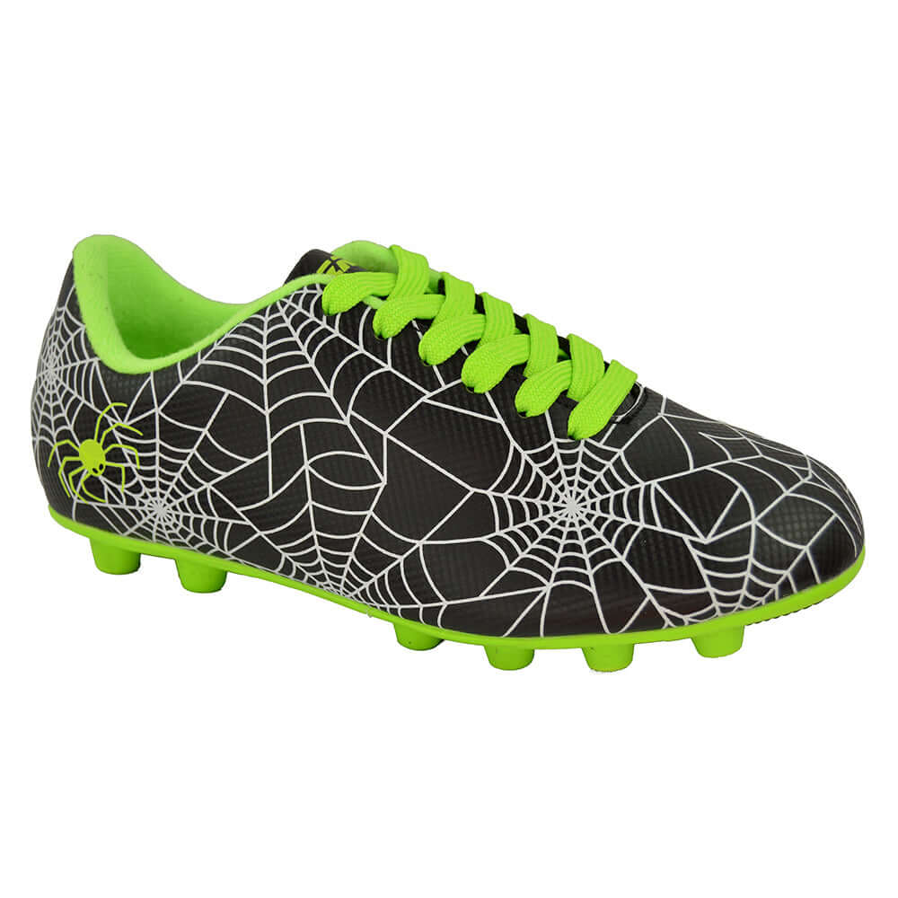 Vizari Kids Spiderweb Firm Ground Soccer Shoes – Black/White/Green