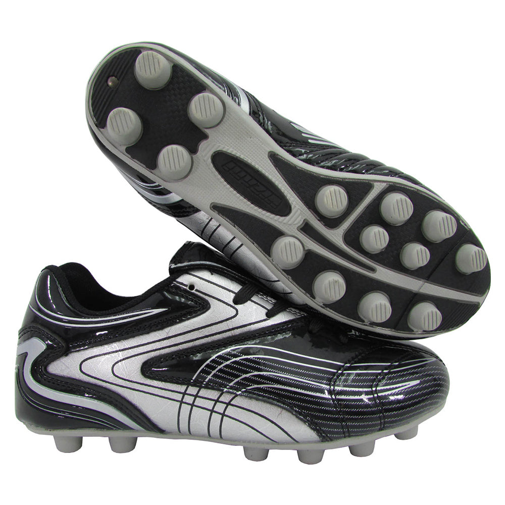 Striker Firm Ground Soccer Shoes -Black/Silver - Vizari Sports