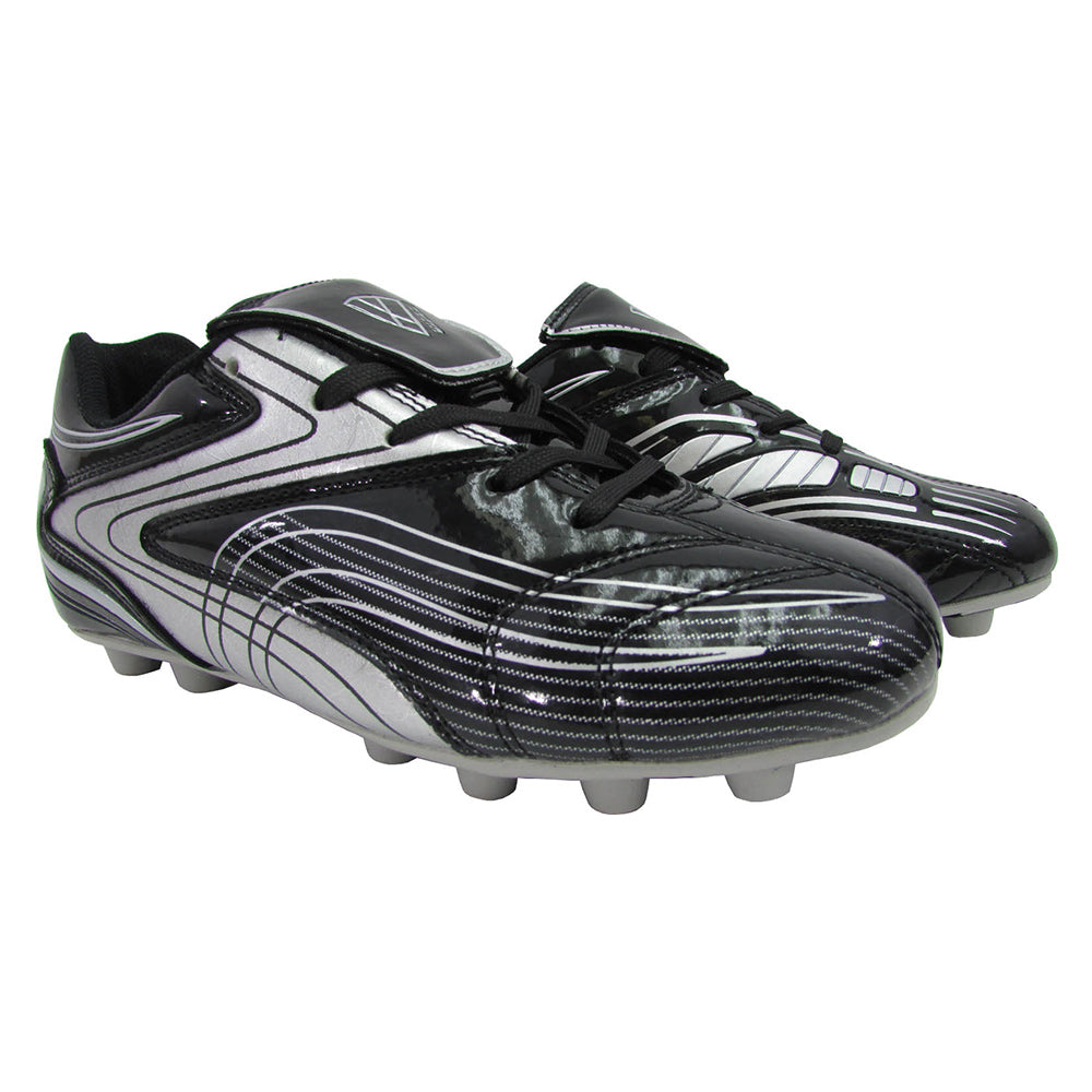 Striker Firm Ground Soccer Shoes -Black/Silver - Vizari Sports