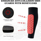 1PCS Soccer Shin Guards Pads, Shin Defender Shin Guards, Calf Compression Sleeve with Honeycomb Pads, Protective Soccer Shin Pad