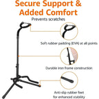 Portable Universal Guitar Stand - Collapsible Single Stand with Safety Lock for Travel - Compact Tripod Design