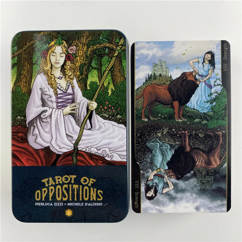 Metal Box Pink Gilded Edition Tarot Of Oppositions Cards Divination Deck With Paper Guidebook English Classical Board Games