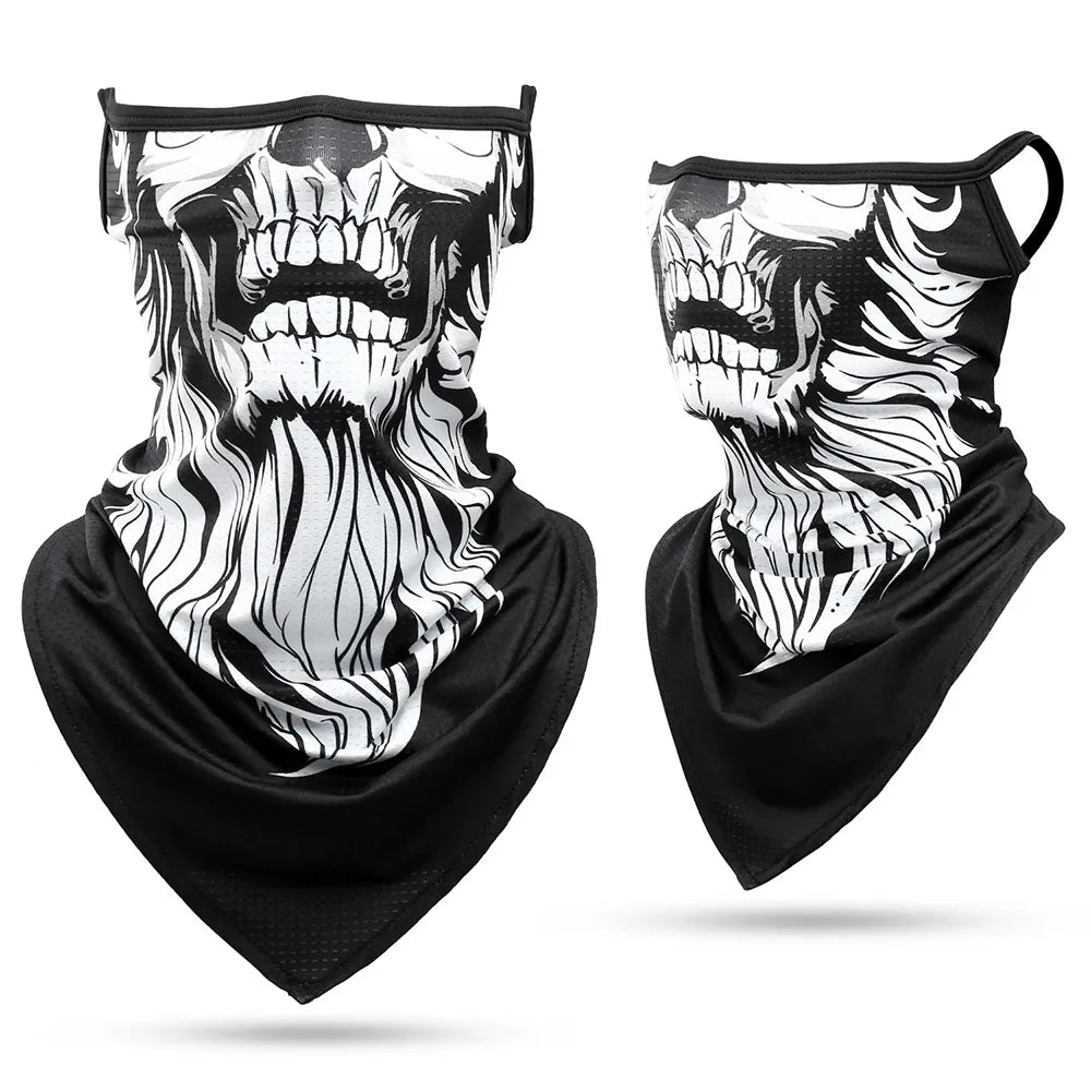 3D Skull Summer Bandana Hanging Ear Triangle Scarf Cycling Hiking Hunting Fishing Sports Bicycle Face Mask Neck Gaiter Men Women