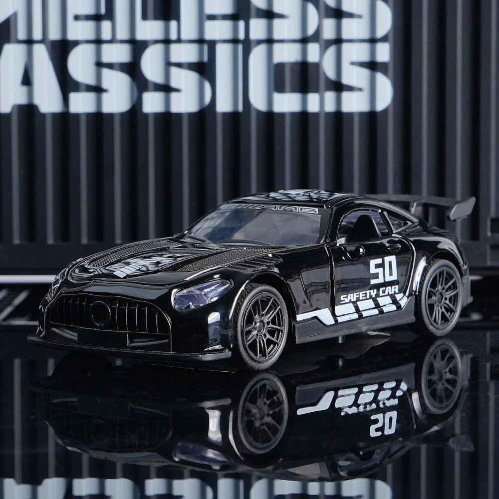AMG Diecast Car Model, Alloy Sports Car Decor, 10.6cm Black Collectible Vehicle, Premium Desktop Ornament for Car Enthusiasts