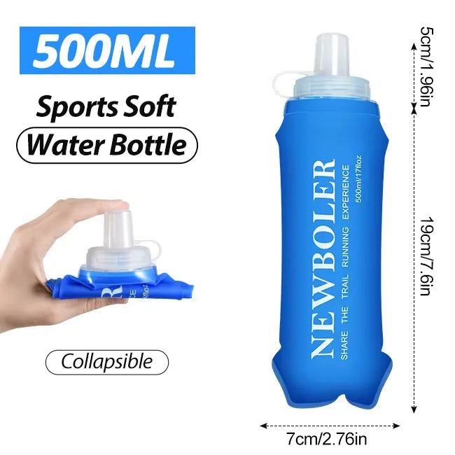 NEWBOLER TPU Outdoor Sport Folding Soft Flask Drink Portable Water Bottle for Running Camping Hiking Bicycle Fitness Water Bag