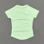 Sport Short Sleeve Top Women Running Sports T Shirt Summer Short Sleeve Round Neck Breathable Stretchy Gym Yoga Fitness Top
