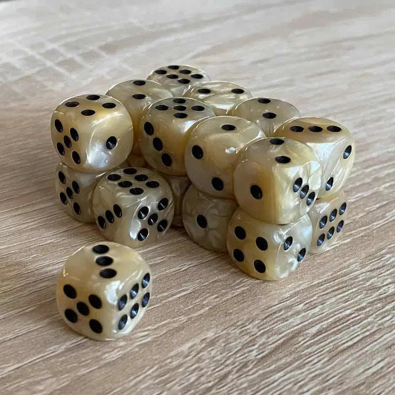 10Pcs/set Cross Border Source of 12mm Dice, Rounded Corners, Pearl Pattern, Shell Color Board Game Accessories