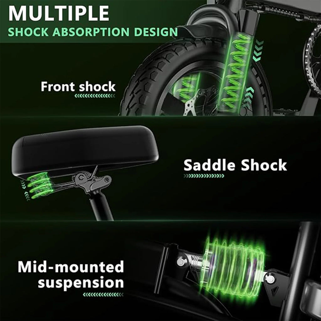 560W Adult Electric Bikes,24MPH,48V10.4AH Removable Battery,14inch Folding Electric Bike,Multi-Shock Absorption Electric Bicycle