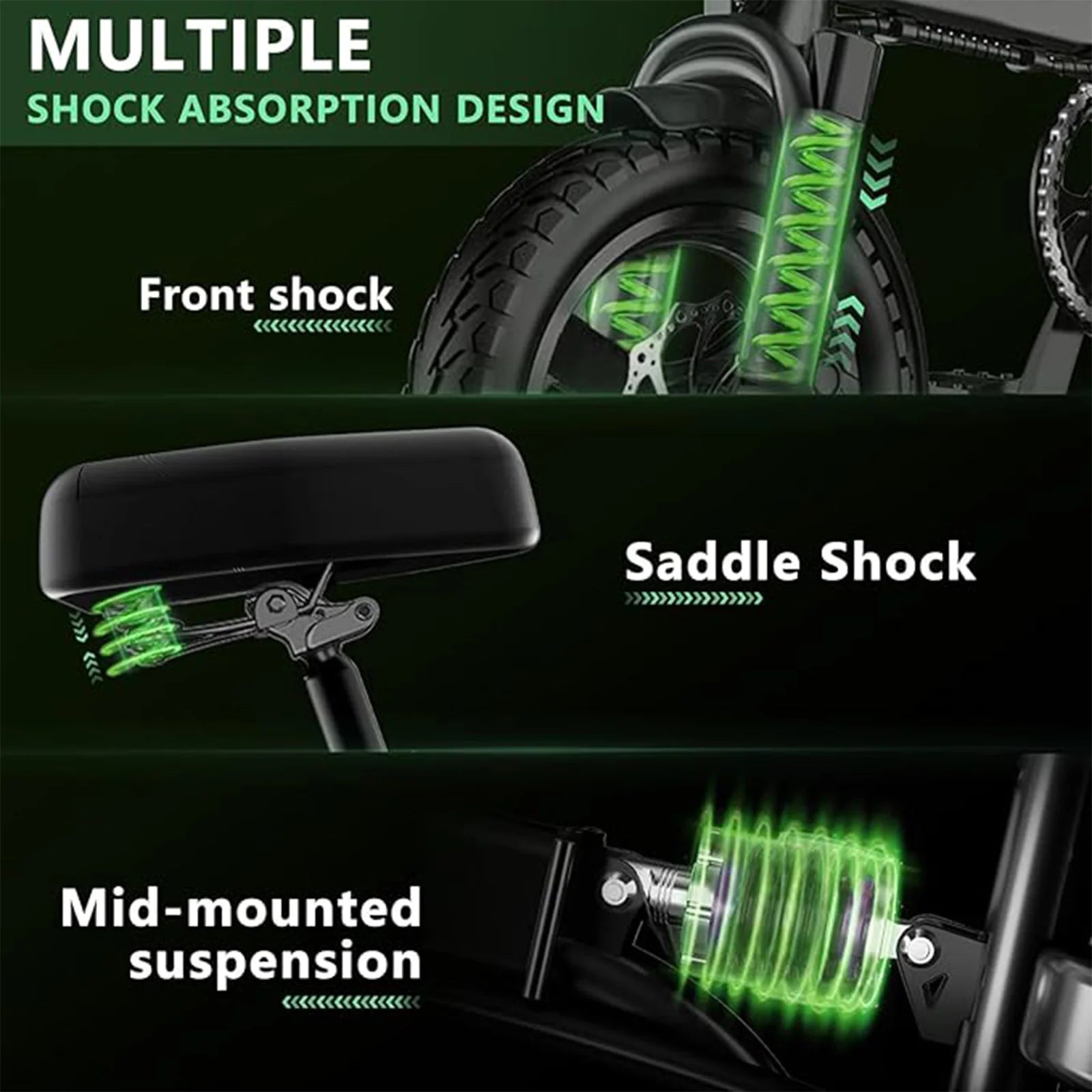 560W Adult Electric Bikes,24MPH,48V10.4AH Removable Battery,14inch Folding Electric Bike,Multi-Shock Absorption Electric Bicycle