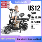 Eilleo Spacewalk 48V Electric Scooter for Adults with Large Pet Basket 750W Motor,18.75MPH Foldable Commuter E-Scooter with Seat