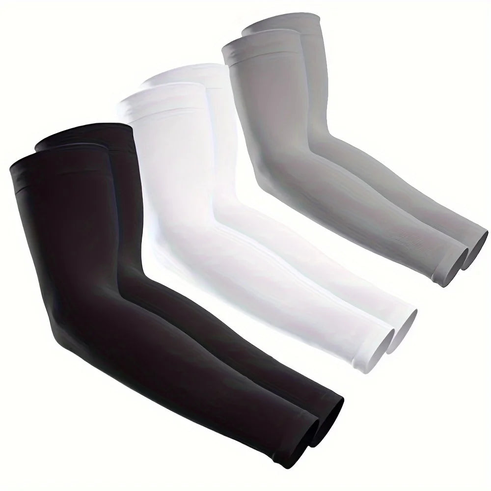 3 Pairs Unisex Sun Protection Arm Sleeves Breathable Cooling Arm Covers For Outdoor Activities Cycling Running Mountaineering