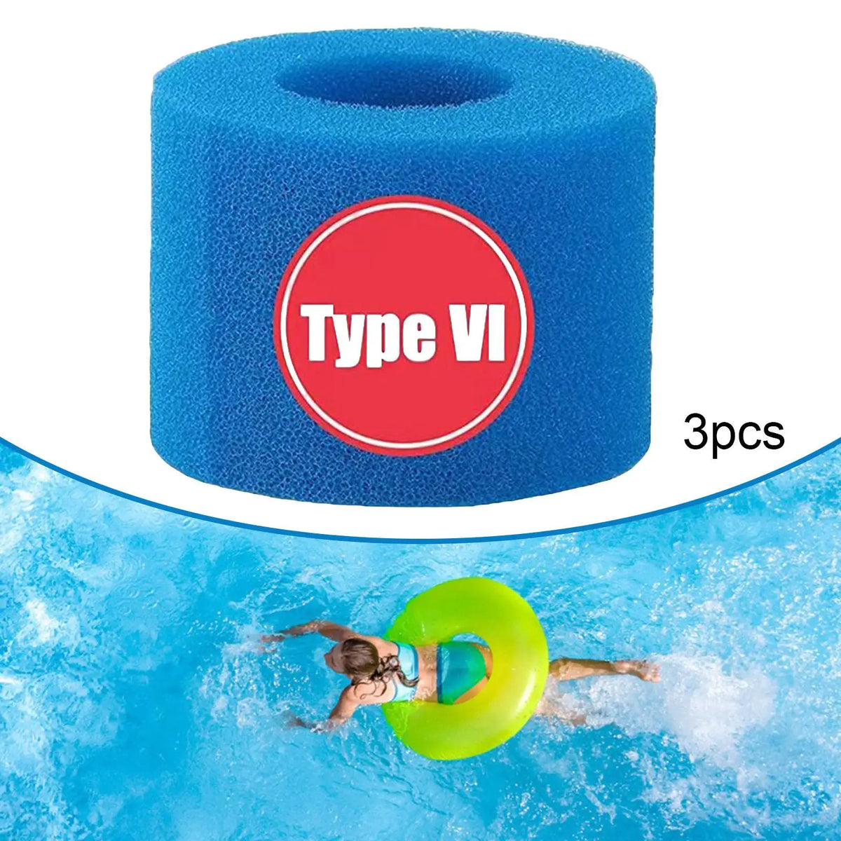 3Pcs Swimming Poo Filter Sponge Reusable Washable Foam for Type V1 Pools and above Ground Swimming Pools Equipment