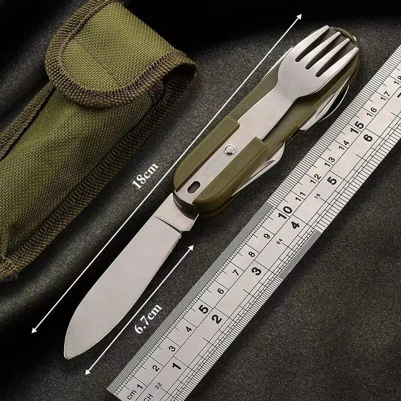 Portable multi-functional camping utensils, outdoor detachable forks, spoons, knives, folding tableware with storage bag