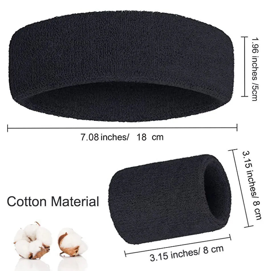 WOSWEIR-Cotton Athletic Headband Elastic Sweatbands Basketball Sports Women Men Gym Fitness Sweat Hair Band Volleyball Tennis