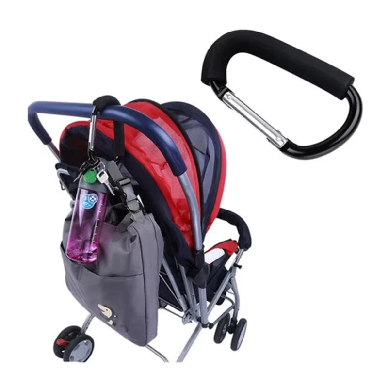 Black Carabiner Stroller Hooks Organizer Aluminum D Ring Spring Snap Keychain Clip Carry Handle for Hanging Purses Shopping Bags