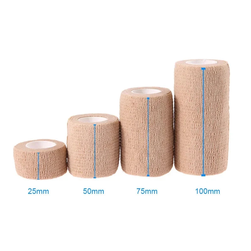 5 Pcs 2.5/5/7.5/10cm Self Adhesive Elastic Bandage Cohesive Non-woven Wraps Tape Disposable for Sports Fixing Finger Wrist Leg