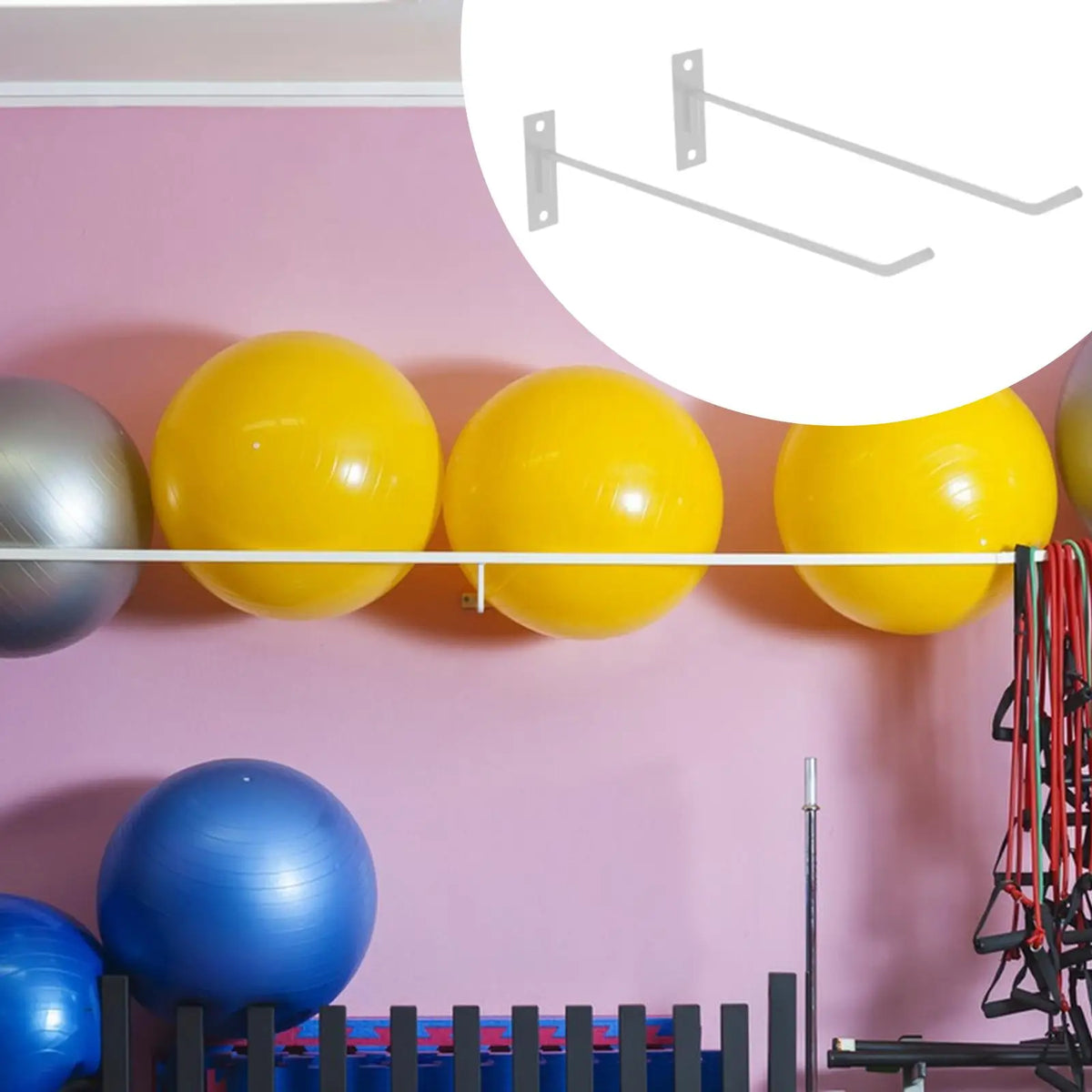 2 Pieces Exercise Ball Holder, Iron, Versatile, Display Stand Organizer Storage Rack for Block Gym Garage Storage Barre Ball