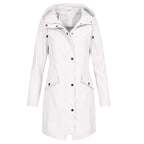 Women Waterproof Zipper Rain Jacket Solid Color Ladies Outdoor Mountaineering Lightweight Raincoats Plus Size XS-3XL
