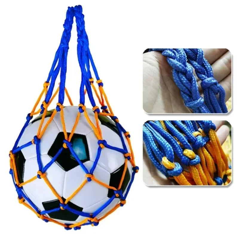 Thick Braided Nylon Sports Ball Carry Net Bag Lightweight Handheld Storage Sack For Football Basketball Volleyball Outdoor Gym